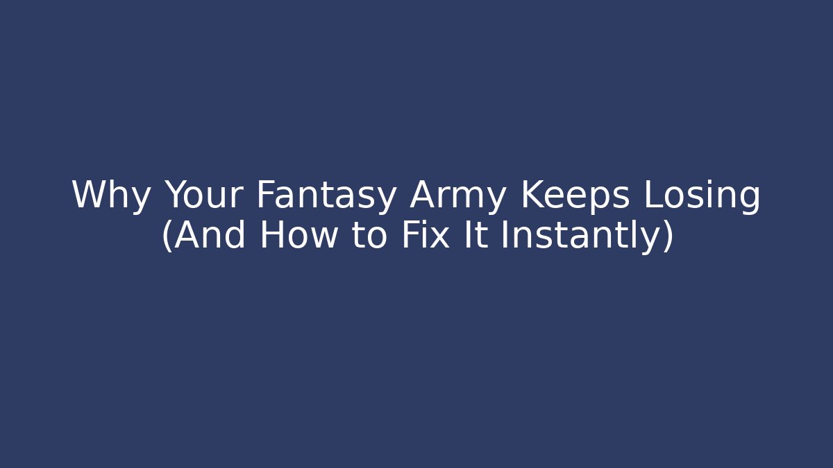 Why Your Fantasy Army Keeps Losing (And How to Fix It Instantly)