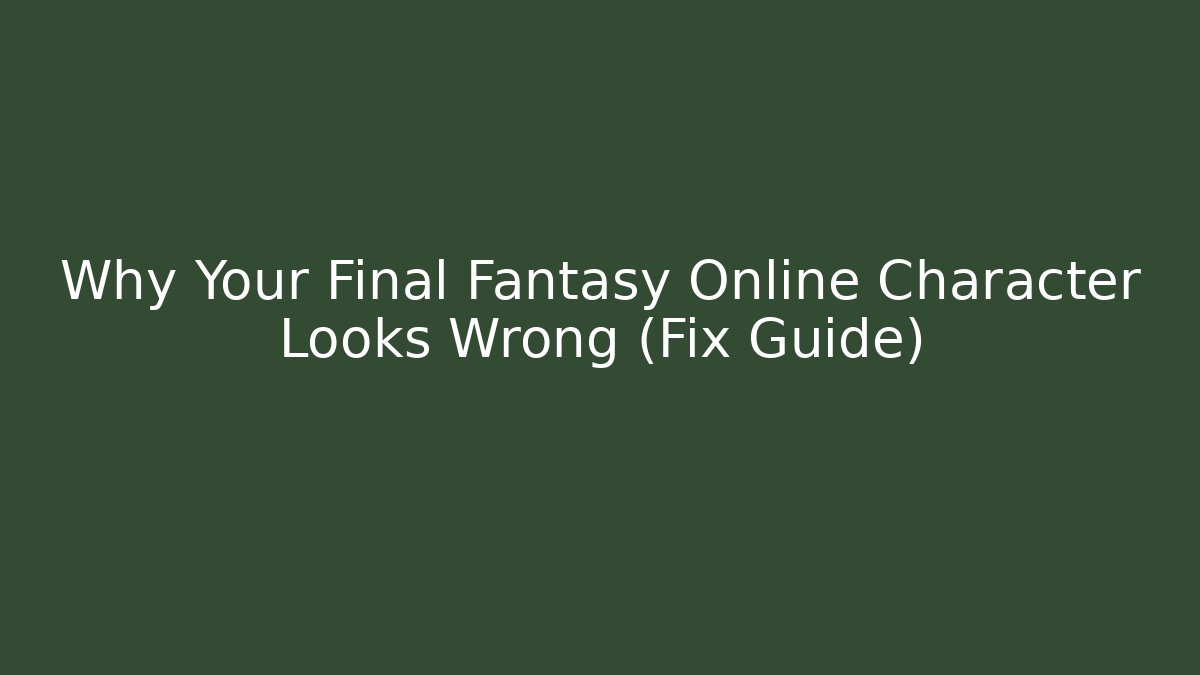 Why Your Final Fantasy Online Character Looks Wrong (Fix Guide)