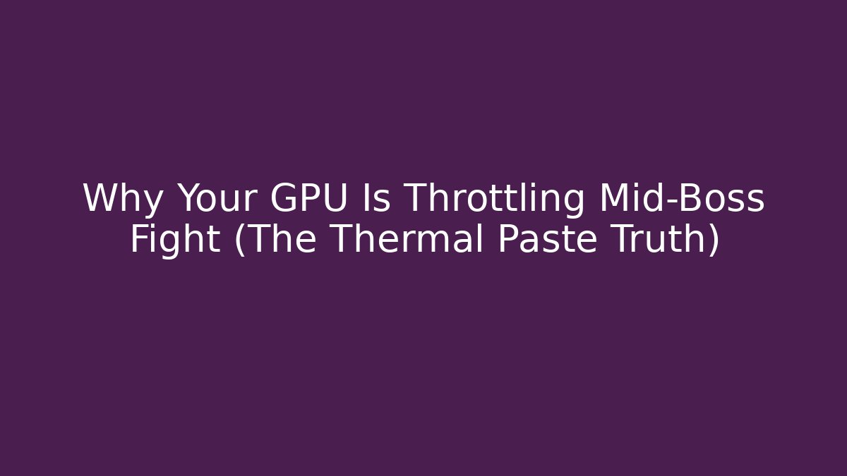 Why Your GPU Is Throttling Mid-Boss Fight (The Thermal Paste Truth) - Critter Realm