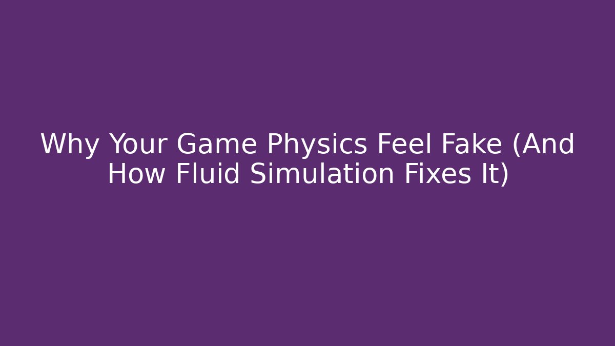 Why Your Game Physics Feel Fake (And How Fluid Simulation Fixes It)