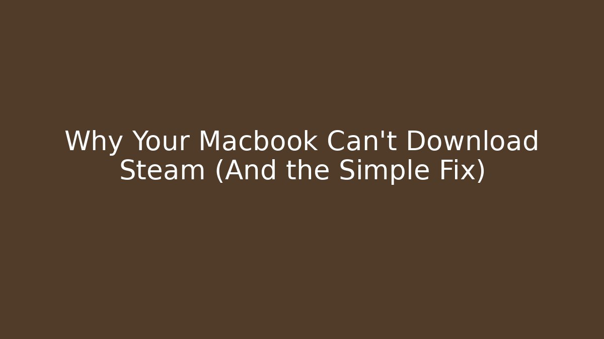 Why Your Macbook Can't Download Steam (And the Simple Fix)