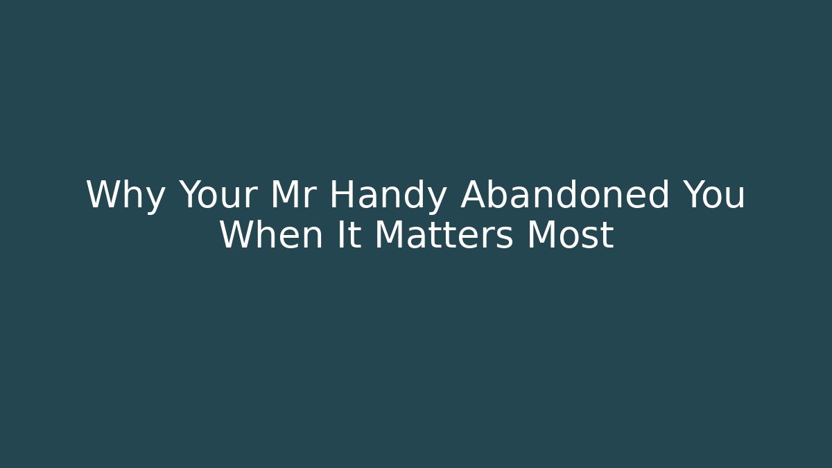 Why Your Mr Handy Abandoned You When It Matters Most