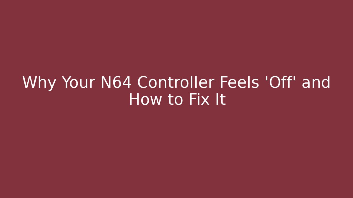 Why Your N64 Controller Feels 'Off' and How to Fix It