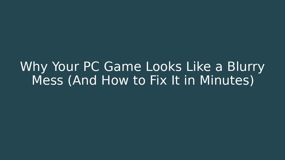 Why Your PC Game Looks Like a Blurry Mess (And How to Fix It in Minutes)