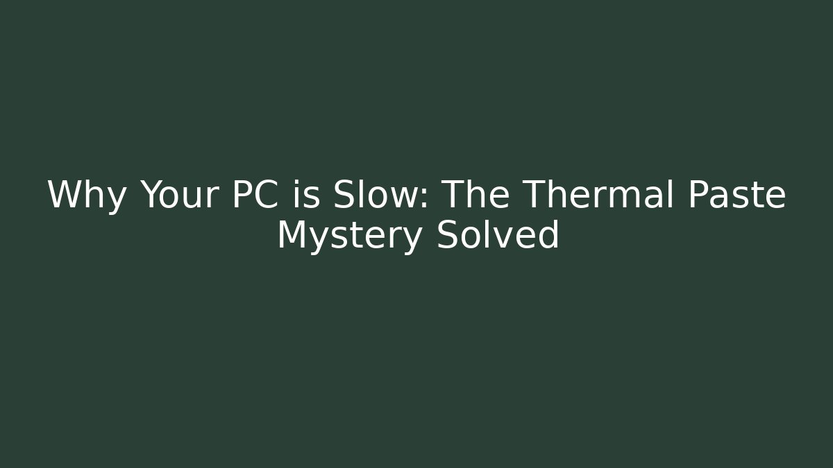 Why Your PC is Slow: The Thermal Paste Mystery Solved