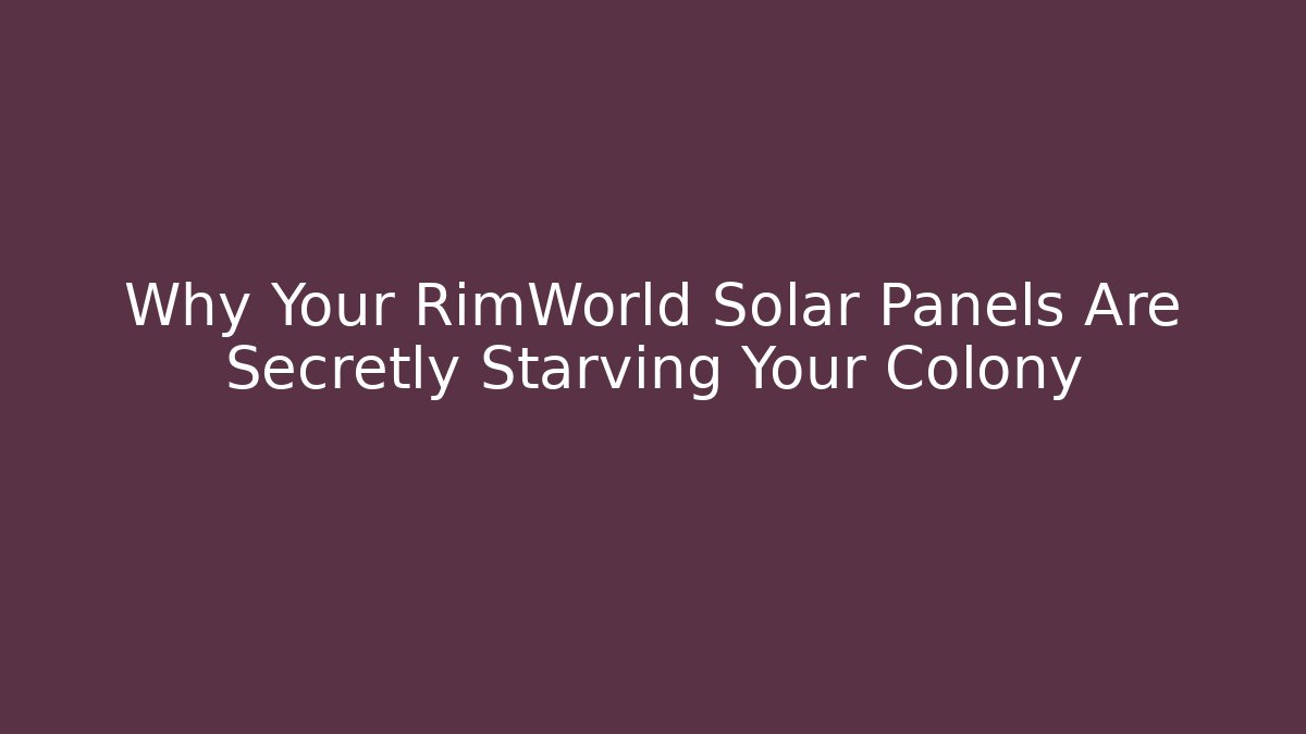 Why Your RimWorld Solar Panels Are Secretly Starving Your Colony