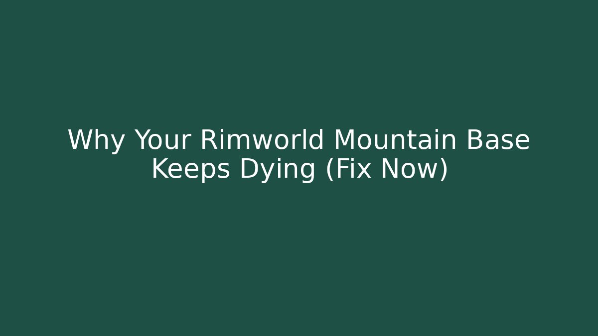 Why Your Rimworld Mountain Base Keeps Dying (Fix Now)