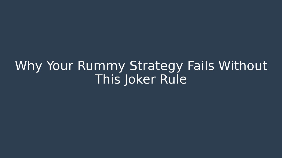 Why Your Rummy Strategy Fails Without This Joker Rule