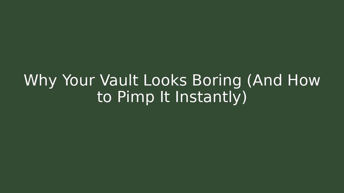 Why Your Vault Looks Boring (And How to Pimp It Instantly)