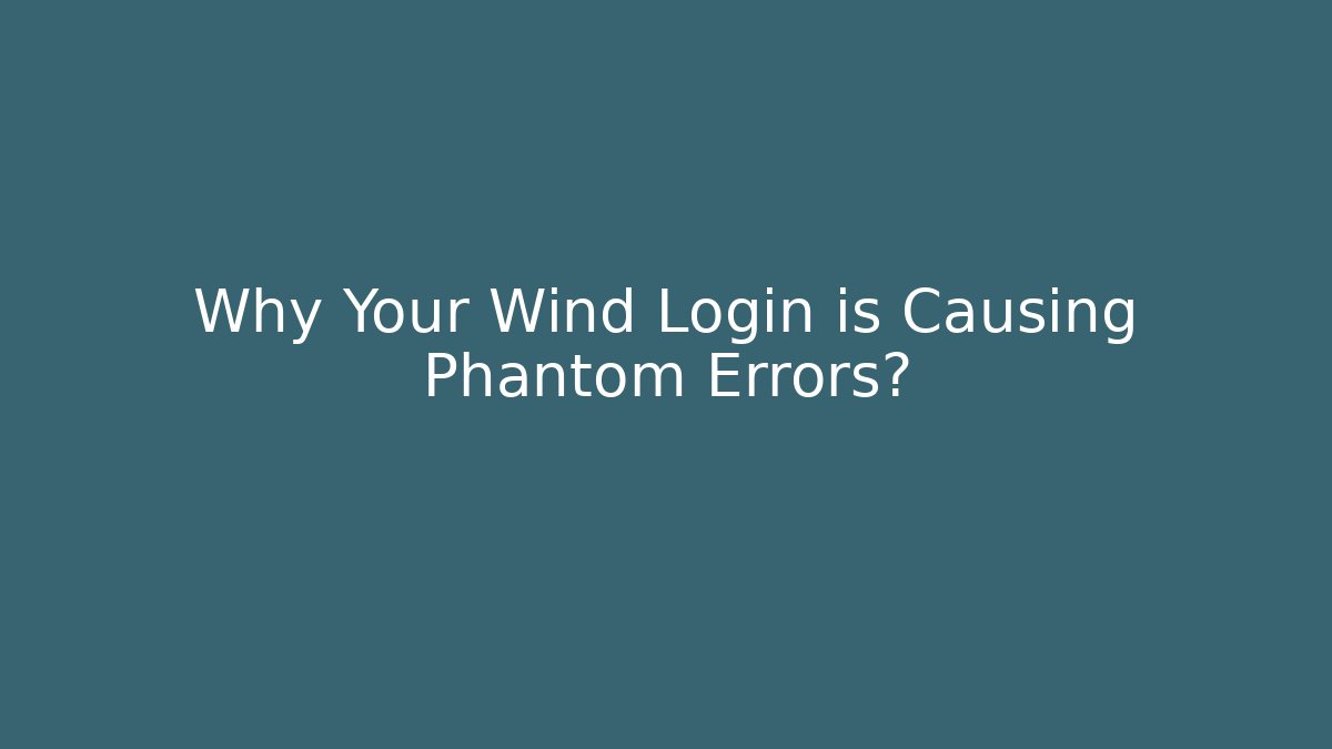 Why Your Wind Login is Causing Phantom Errors?