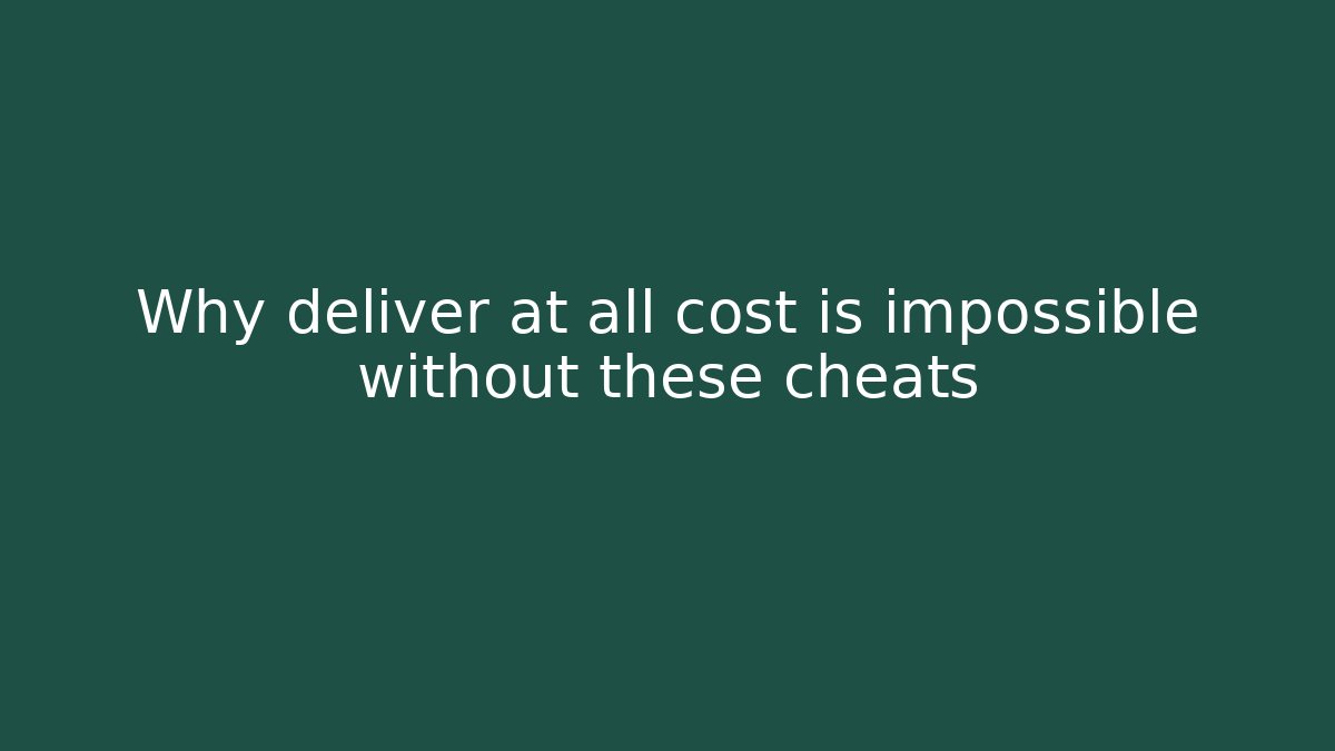 Why deliver at all cost is impossible without these cheats