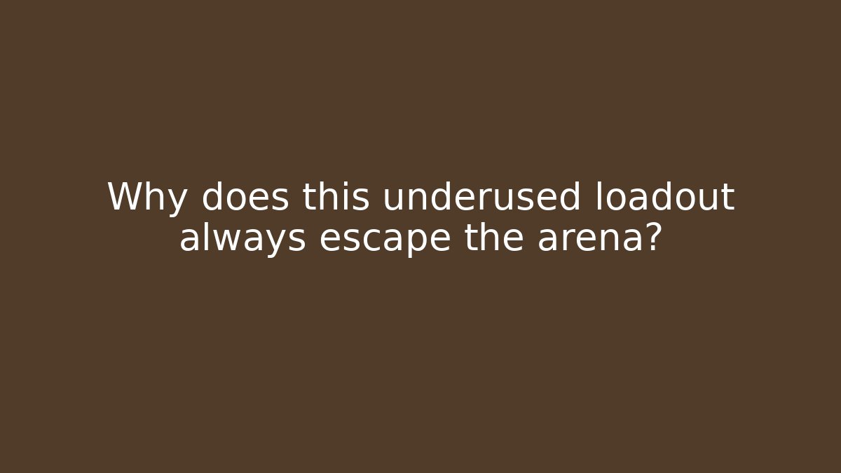 Why does this underused loadout always escape the arena? - Critter Realm