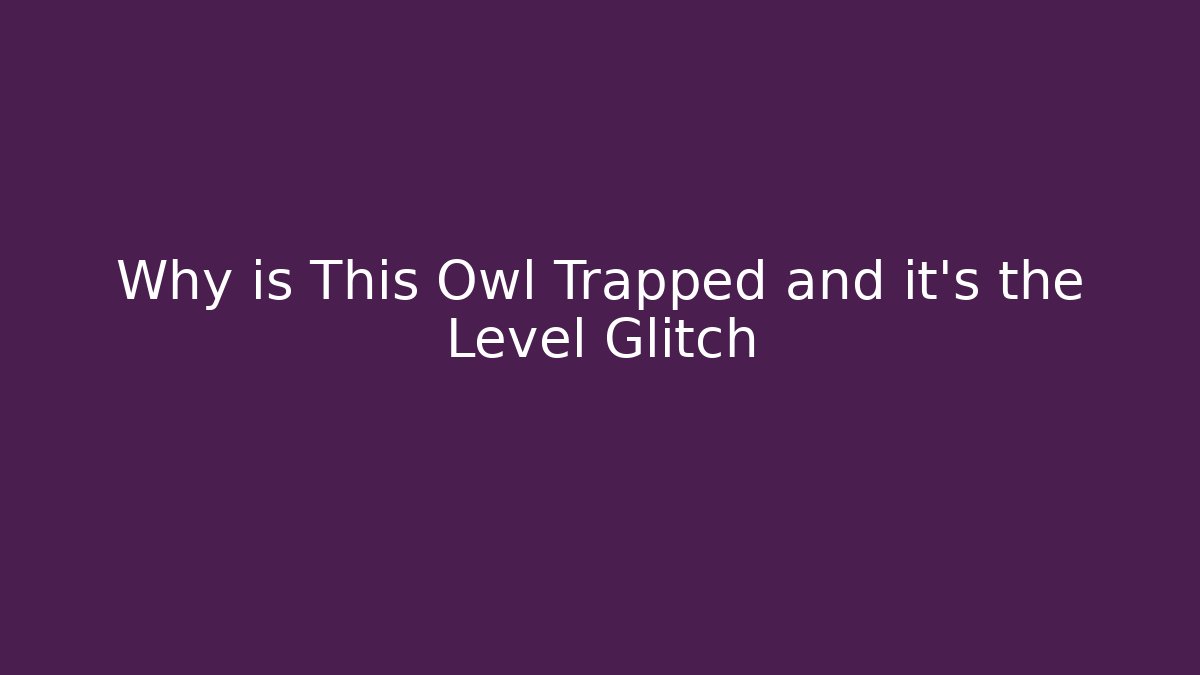 Why is This Owl Trapped and it's the Level Glitch