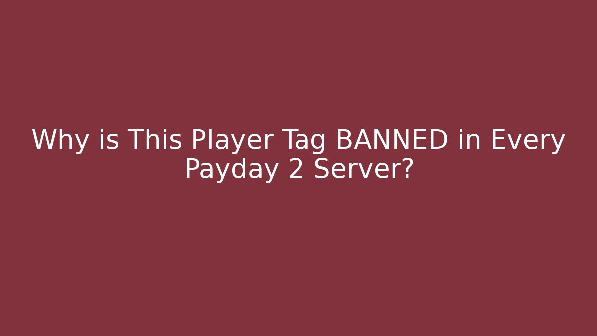 Why is This Player Tag BANNED in Every Payday 2 Server?