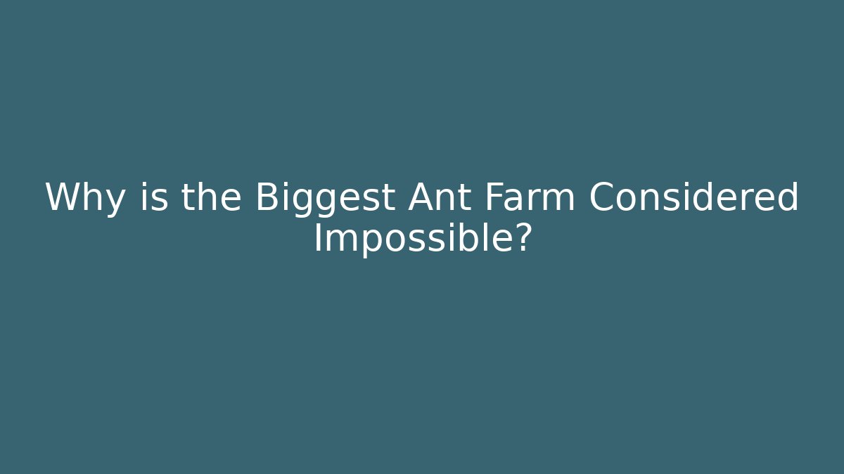 Why is the Biggest Ant Farm Considered Impossible? - Critter Realm