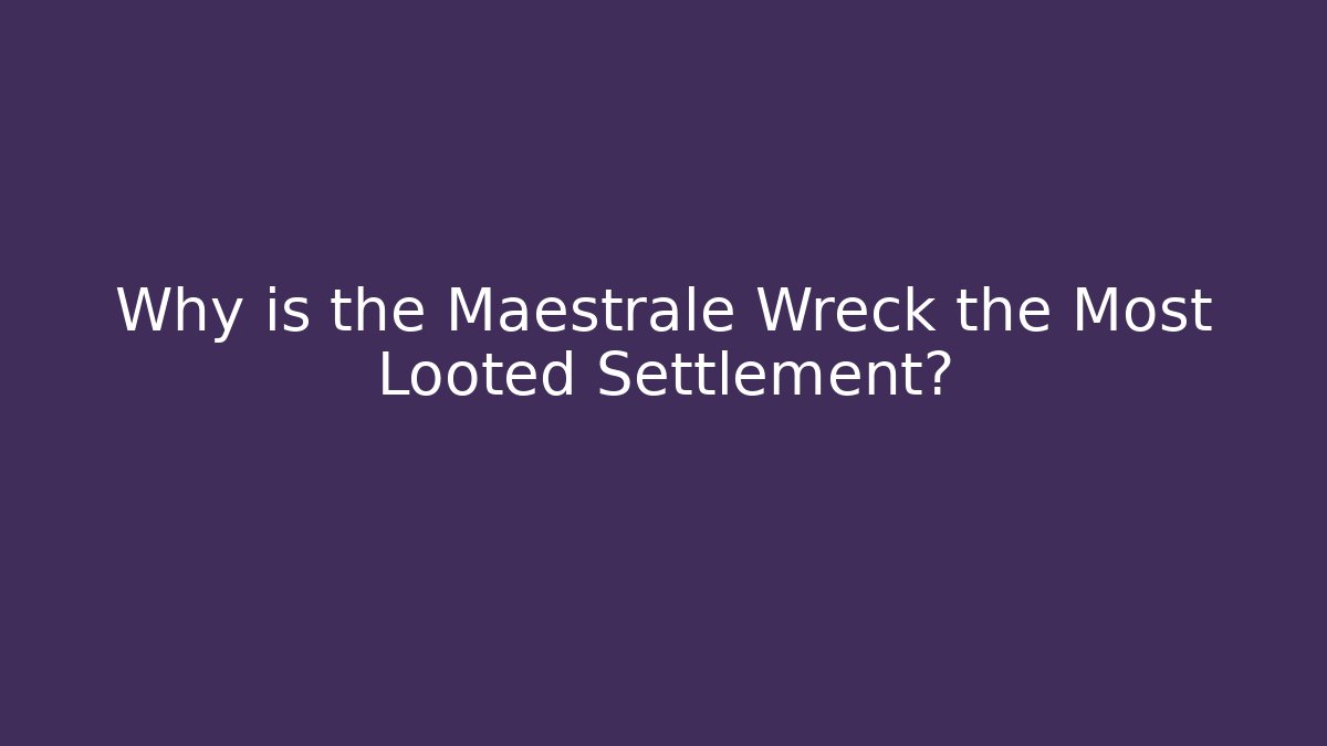 Why is the Maestrale Wreck the Most Looted Settlement?