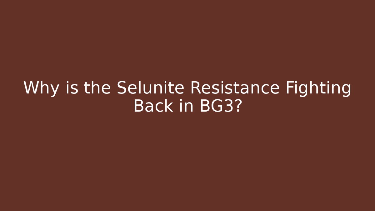 Why is the Selunite Resistance Fighting Back in BG3?