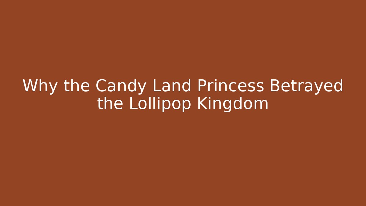 Why the Candy Land Princess Betrayed the Lollipop Kingdom