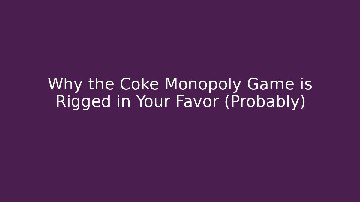 Why the Coke Monopoly Game is Rigged in Your Favor (Probably)