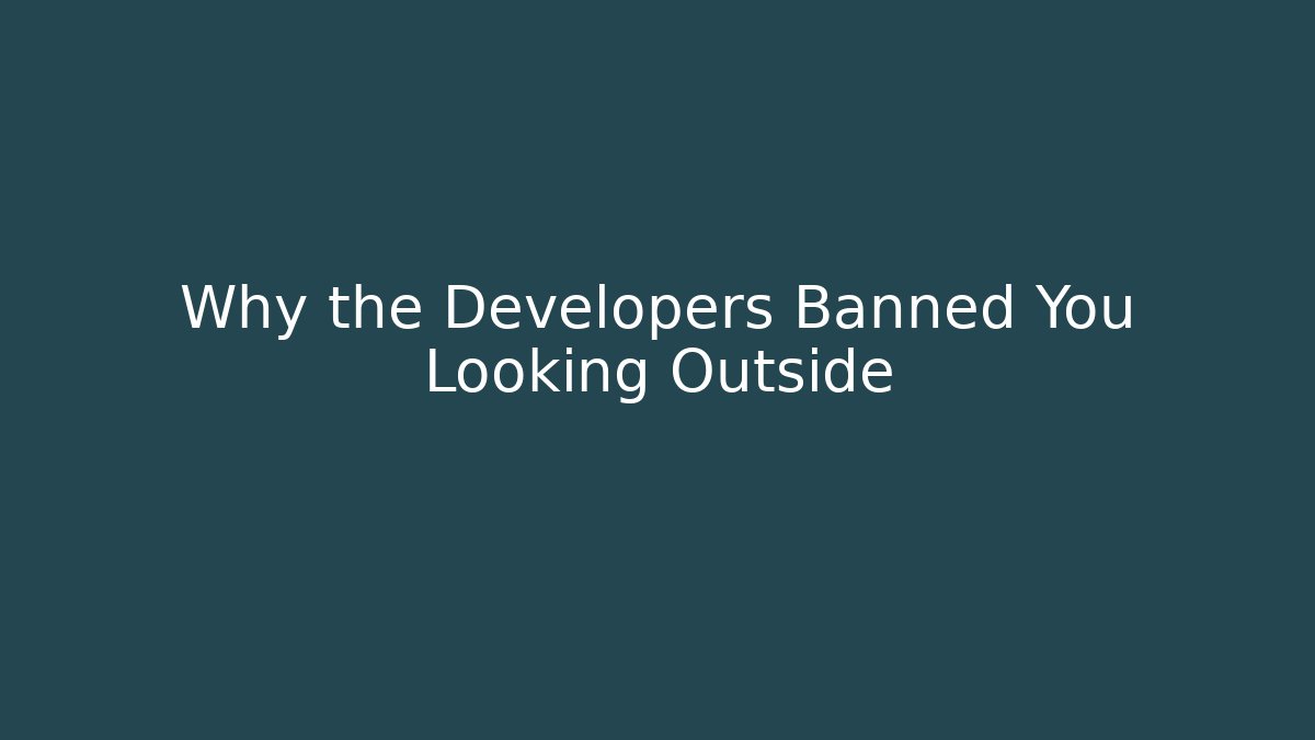 Why the Developers Banned You Looking Outside