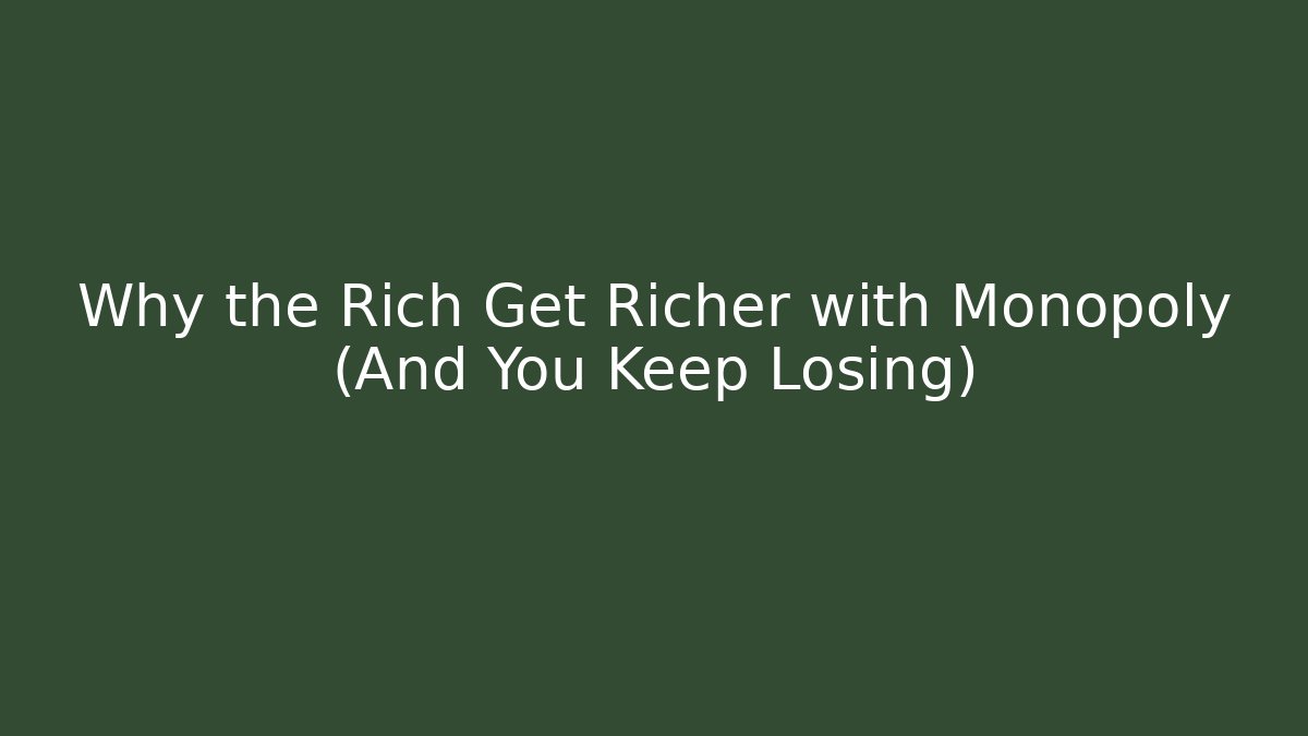 Why the Rich Get Richer with Monopoly (And You Keep Losing)