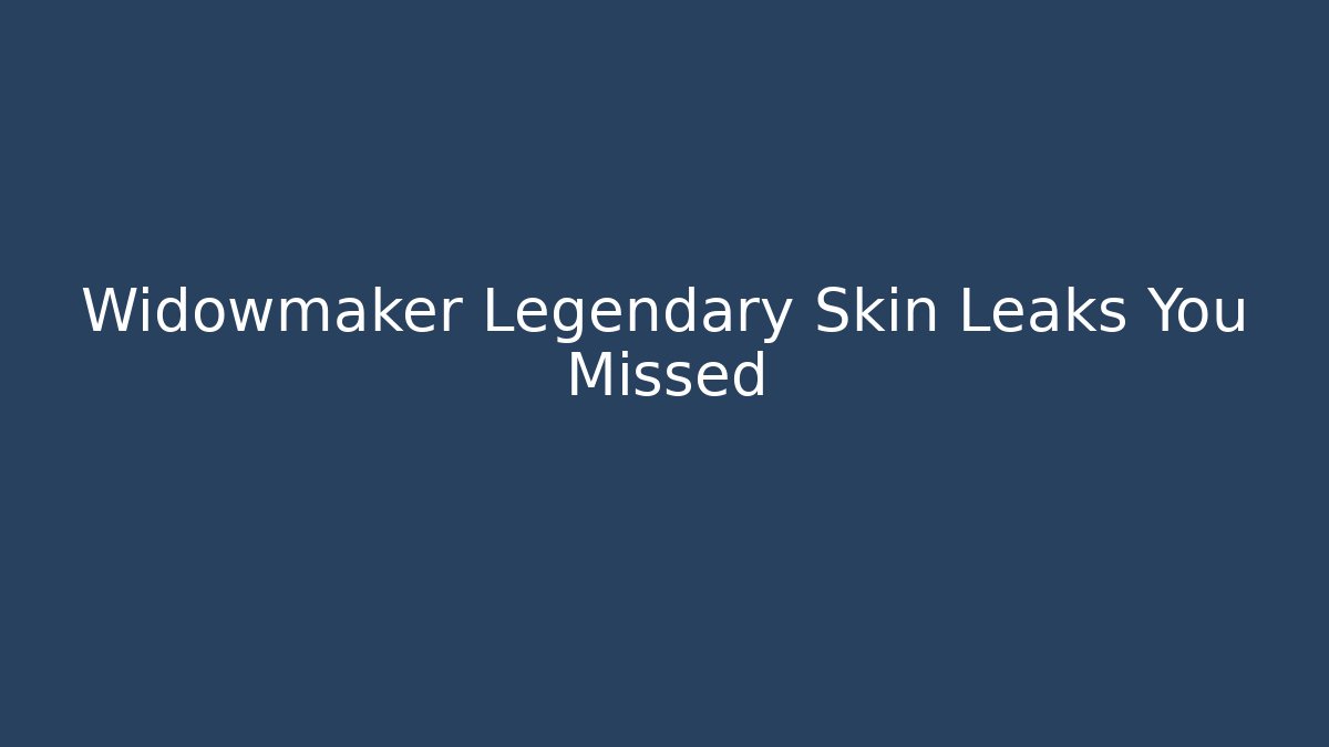 Widowmaker Legendary Skin Leaks You Missed