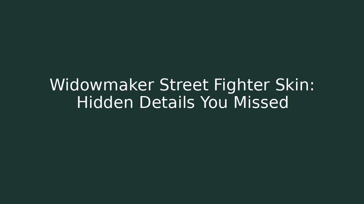 Widowmaker Street Fighter Skin: Hidden Details You Missed
