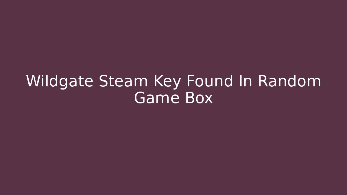 Wildgate Steam Key Found In Random Game Box