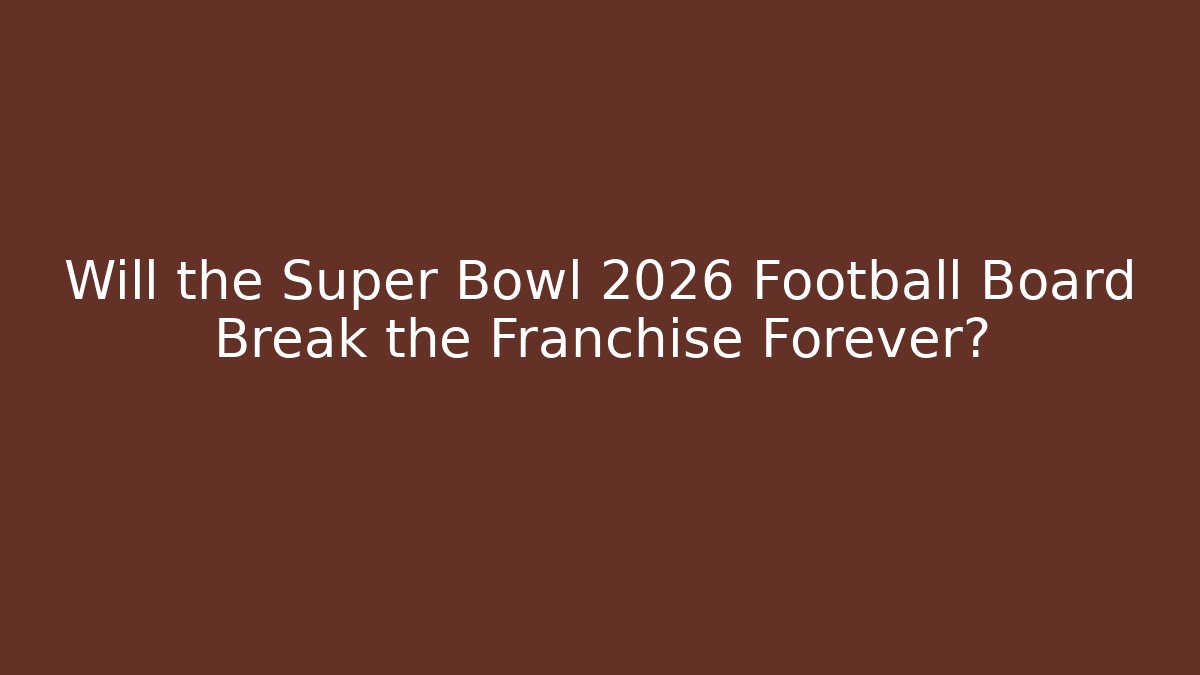 Will the Super Bowl 2026 Football Board Break the Franchise Forever?