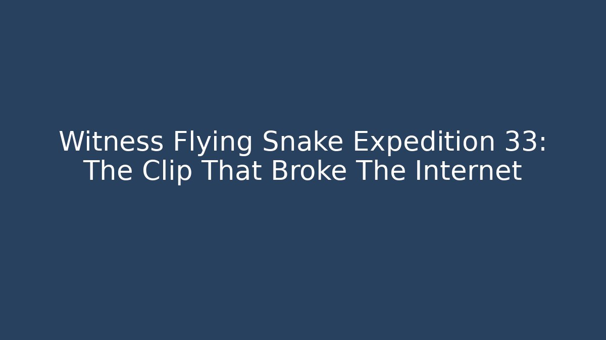 Witness Flying Snake Expedition 33: The Clip That Broke The Internet