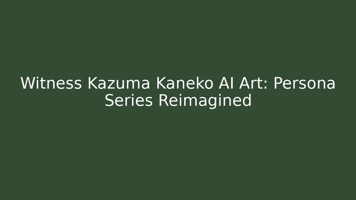 Witness Kazuma Kaneko AI Art: Persona Series Reimagined