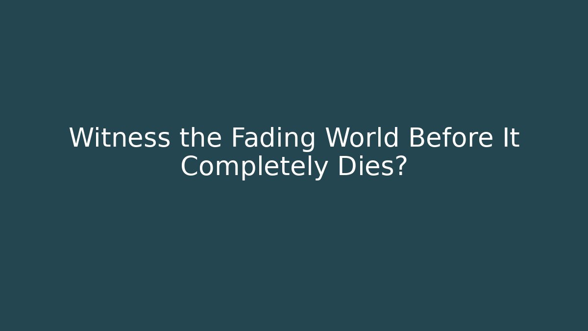 Witness the Fading World Before It Completely Dies?