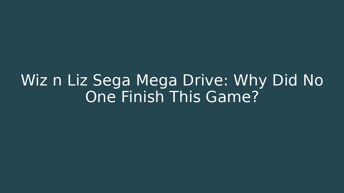 Wiz n Liz Sega Mega Drive: Why Did No One Finish This Game?