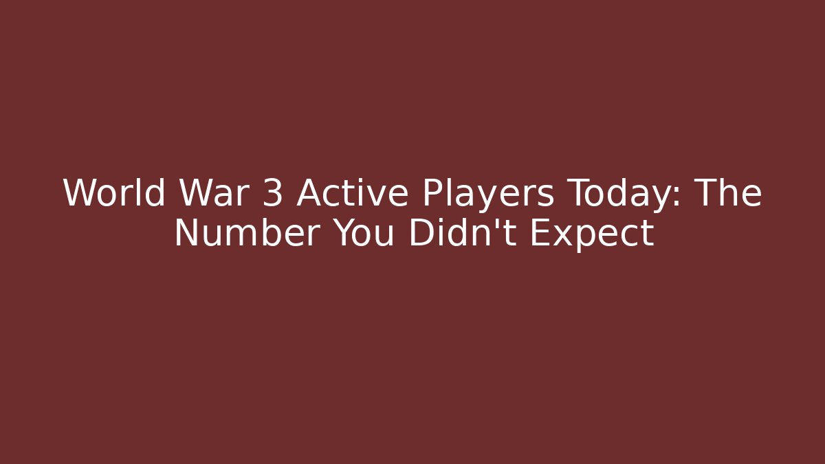 World War 3 Active Players Today: The Number You Didn't Expect