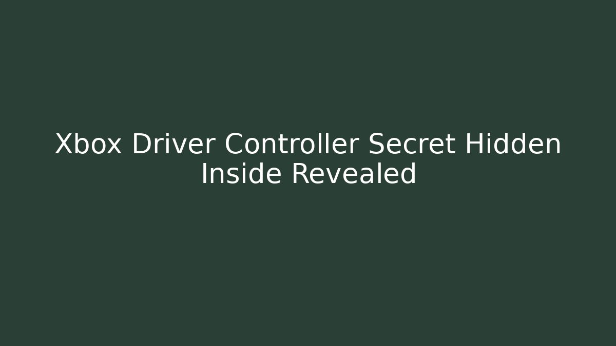 Xbox Driver Controller Secret Hidden Inside Revealed - Critter Realm