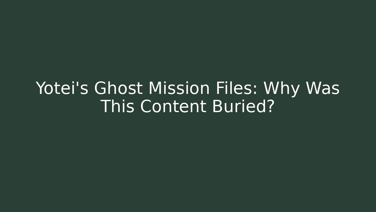 Yotei's Ghost Mission Files: Why Was This Content Buried? - Critter Realm