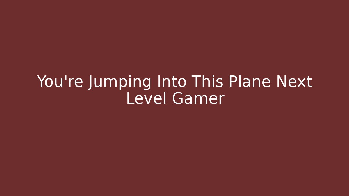 You're Jumping Into This Plane Next Level Gamer