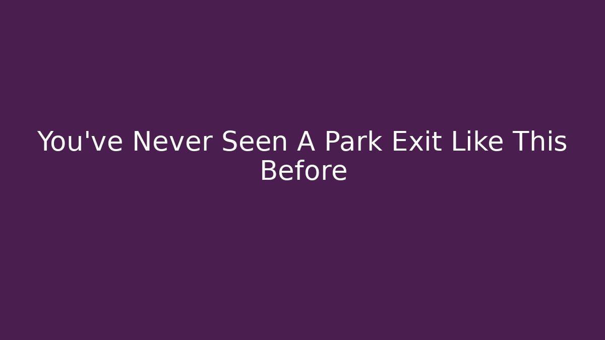 You've Never Seen A Park Exit Like This Before