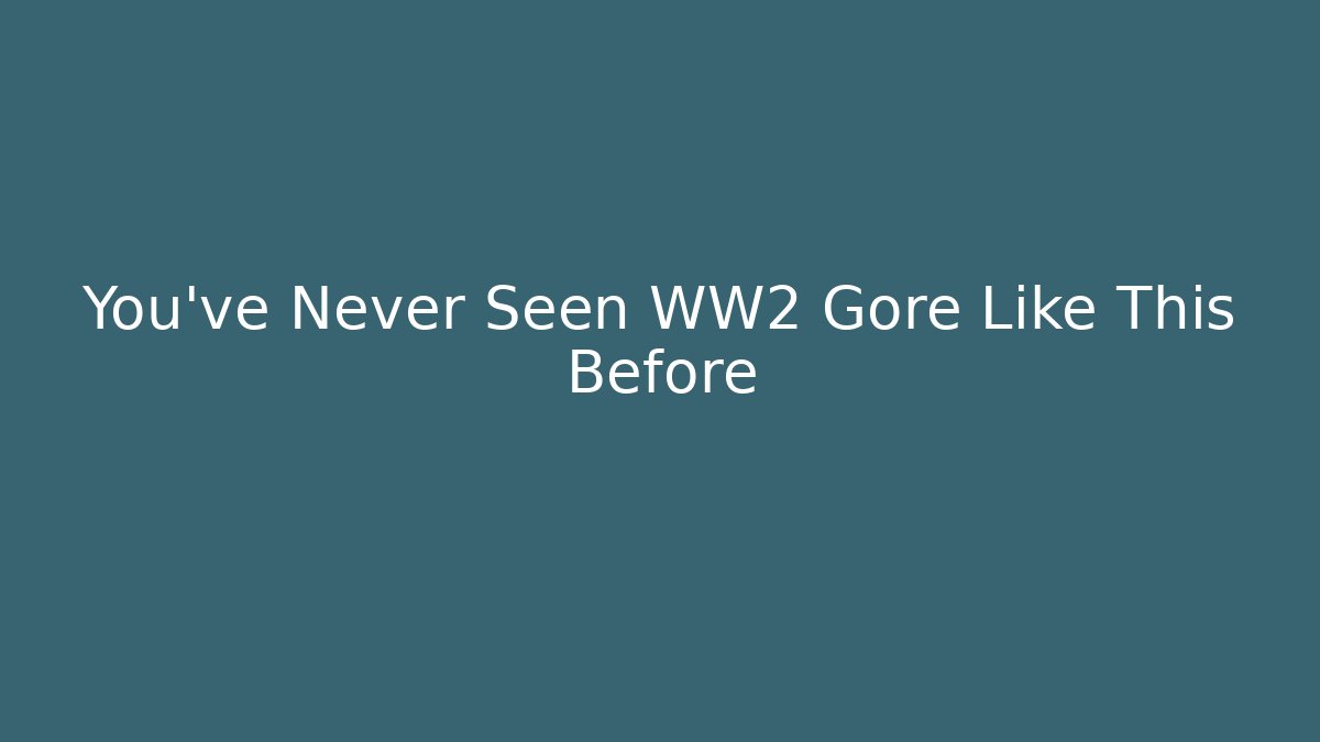 You've Never Seen WW2 Gore Like This Before