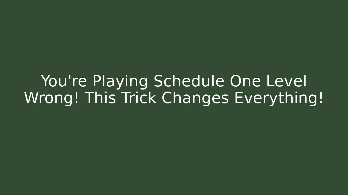 You’re Playing Schedule One Level Wrong! This Trick Changes Everything! - Critter Realm
