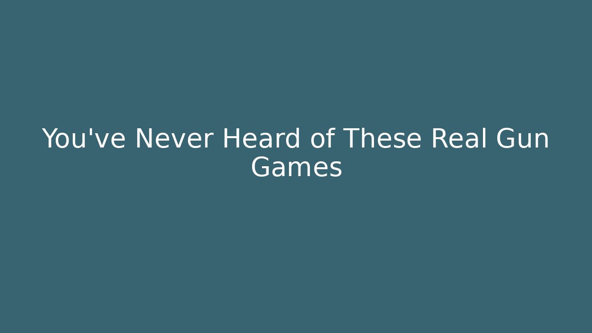 You’ve Never Heard of These Real Gun Games
