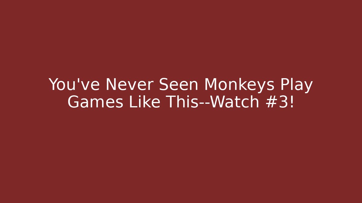 You’ve Never Seen Monkeys Play Games Like This—Watch #3!
