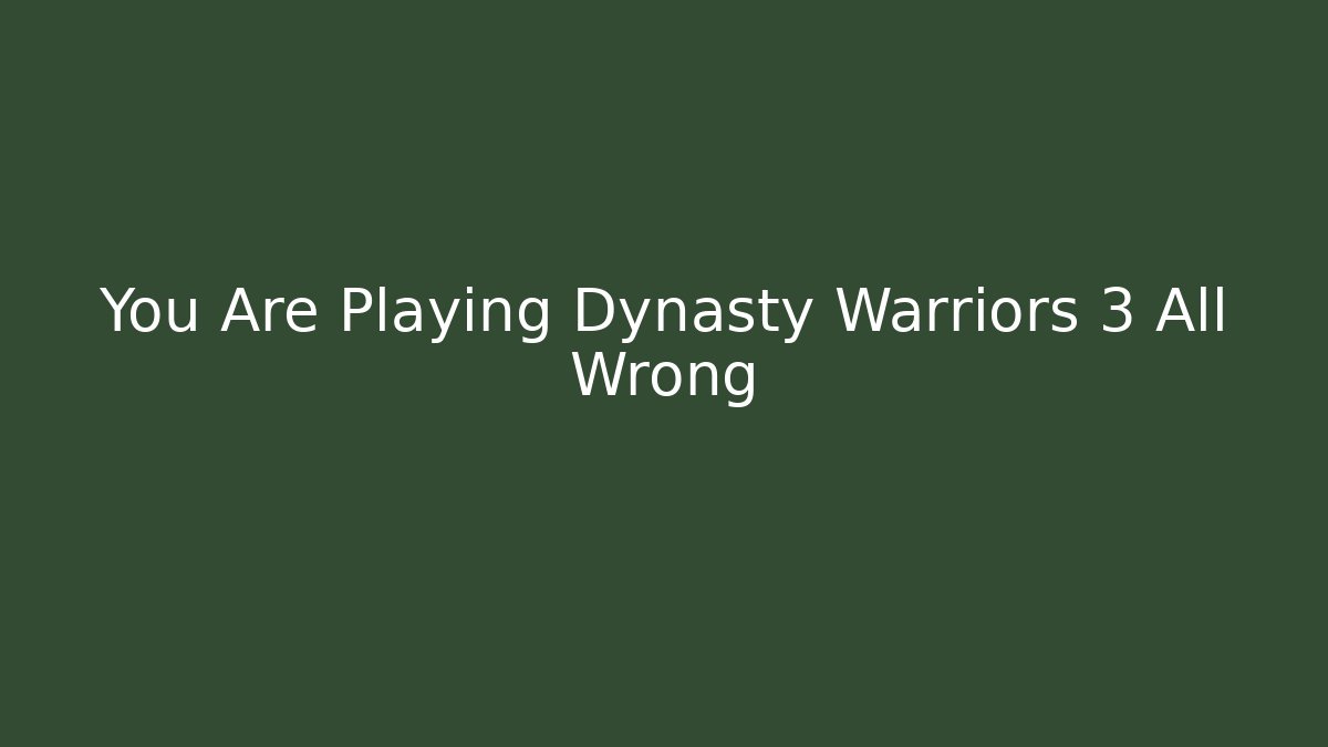 You Are Playing Dynasty Warriors 3 All Wrong