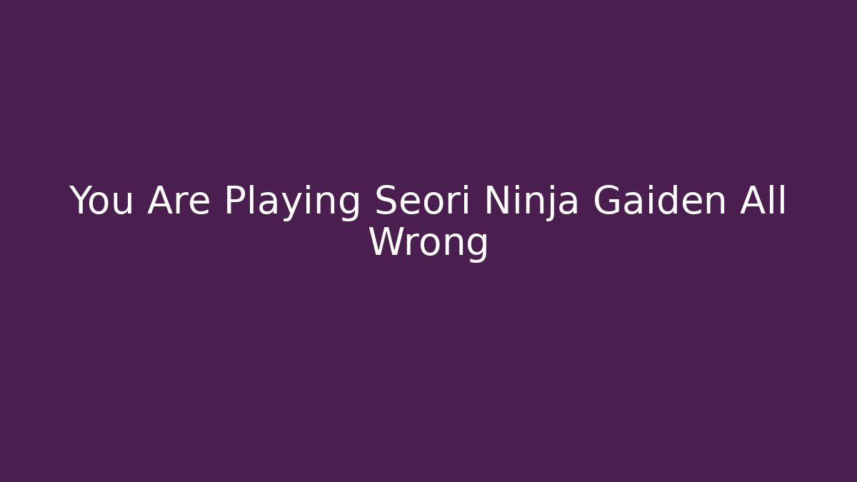 You Are Playing Seori Ninja Gaiden All Wrong