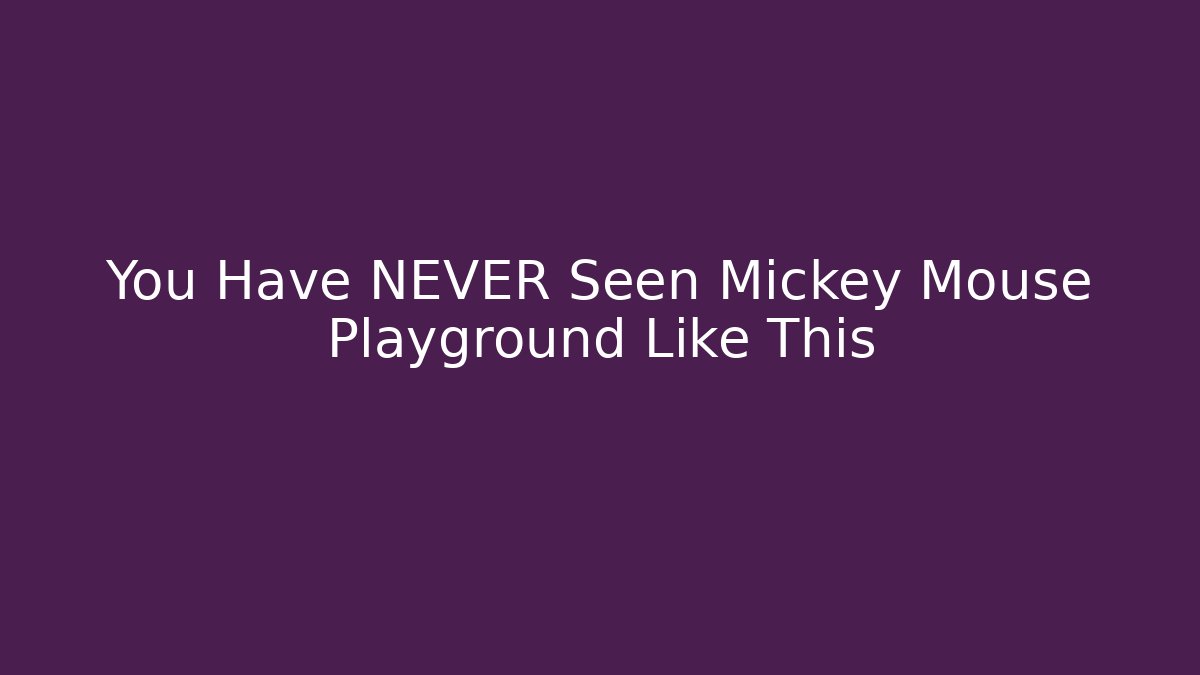 You Have NEVER Seen Mickey Mouse Playground Like This