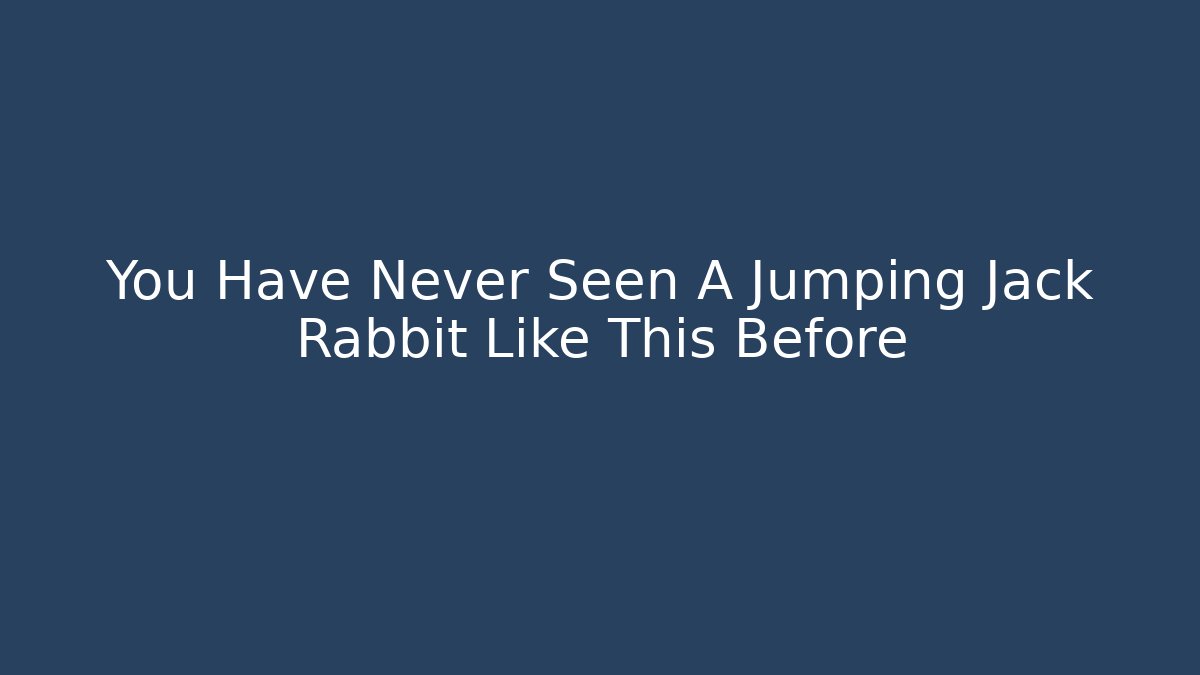 You Have Never Seen A Jumping Jack Rabbit Like This Before