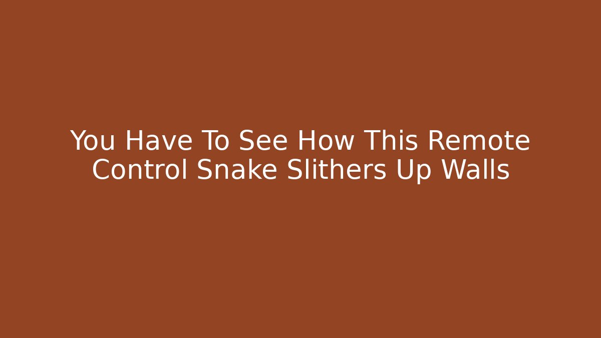 You Have To See How This Remote Control Snake Slithers Up Walls