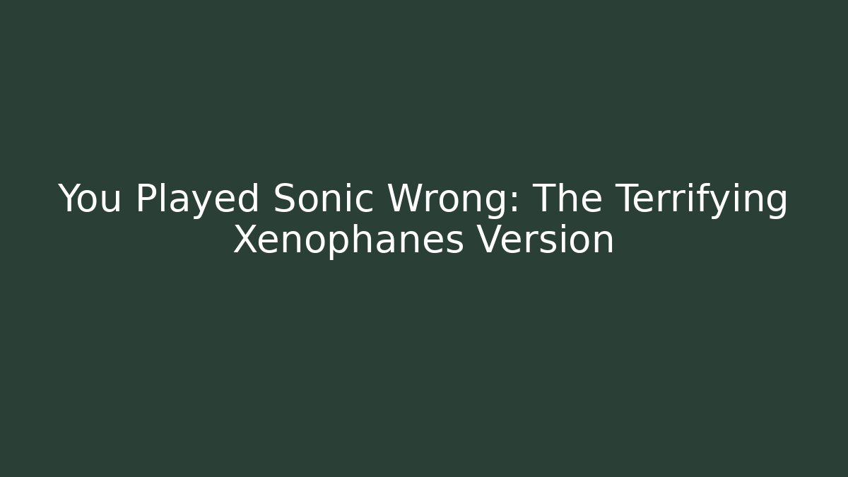 You Played Sonic Wrong: The Terrifying Xenophanes Version