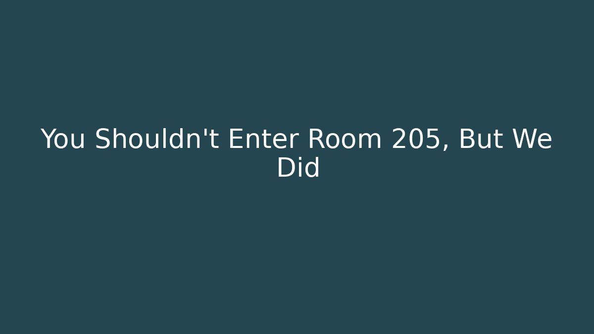 You Shouldn't Enter Room 205, But We Did