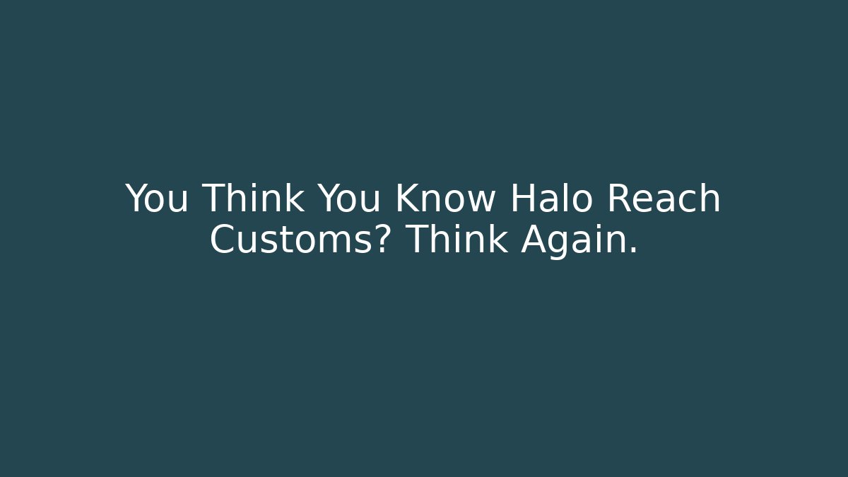 You Think You Know Halo Reach Customs? Think Again. - Critter Realm